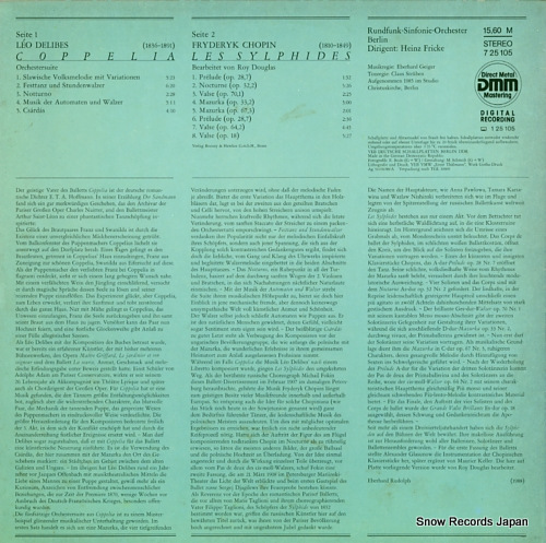 FRICKE, HEINZ leo delibes; coppelia 725105 - back cover