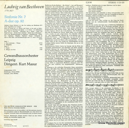 MASUR, KURT beethoven; sinfonie nr.7 a-dur op.92 826420