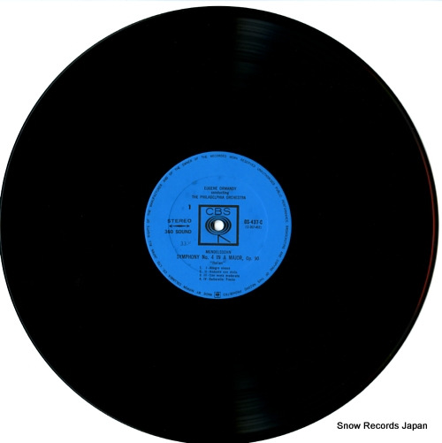 ORMANDY, EUGENE mendelssohn; symphony no.4 