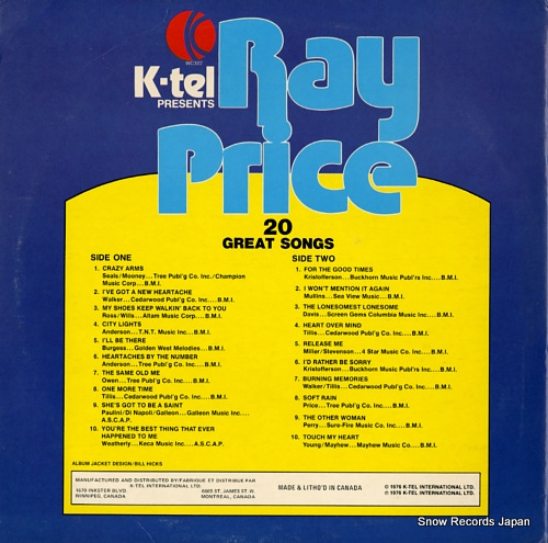 PRICE, RAY 20 great songs WC322 / CSPS1008