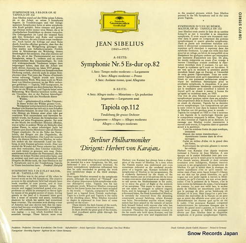 KARAJAN, HERBERT VON sibelius; symphonie nr.5 es-dur op.82 138973