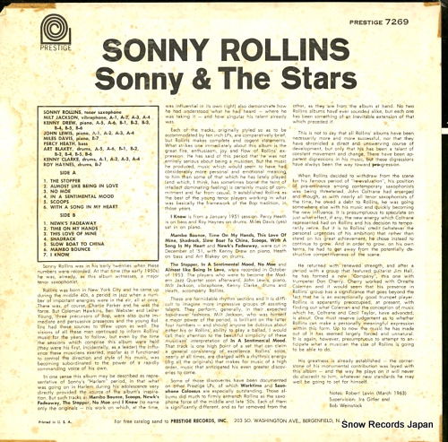 ソニー・ロリンズ sonny & the stars PR7269
