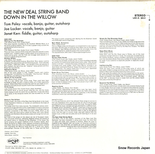 NEW DEAL STRING BAND, THE down in the willow LAX(A)6014