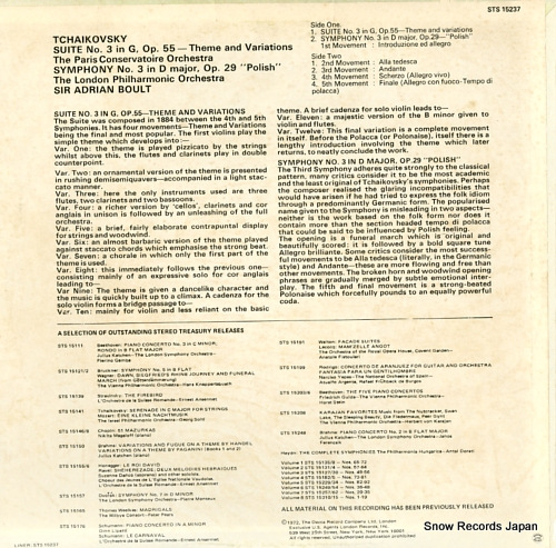 BOULT, SIR ADRIAN tchaikovsky; symphony no.3 