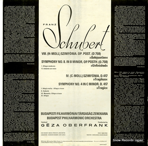 OBERFRANK, GEZA schubert; symphony no.8. in b minor, op.posth. (d.759)