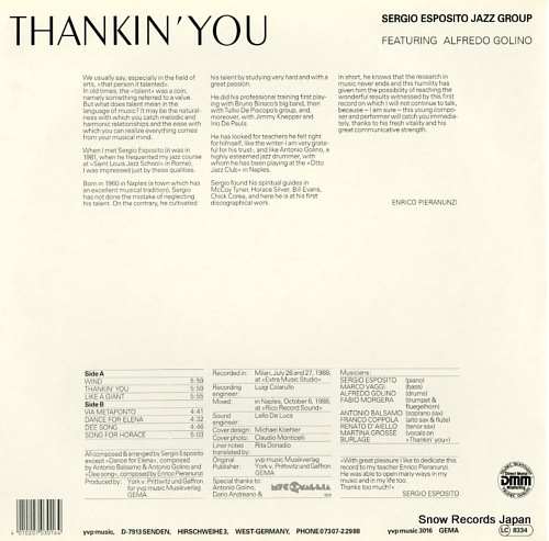 SERGIO ESPOSITO JAZZ GROUP thankin' you YVPMUSIC3016