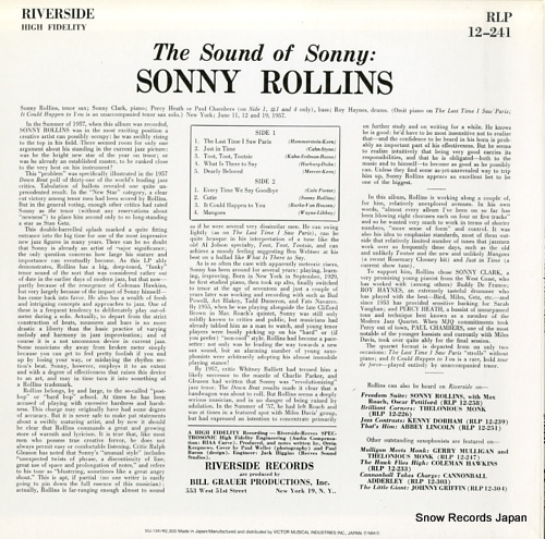 ROLLINS, SONNY the sound of sonny VIJ-134