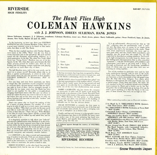 HAWKINS, COLEMAN the hawk flies high OJC-027