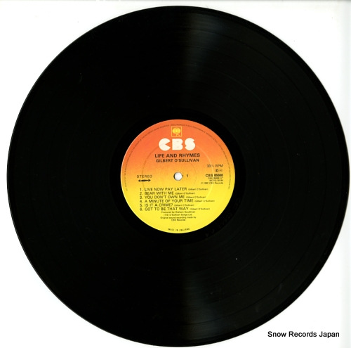 O'SULLIVAN, GILBERT life & rhymes CBS85668