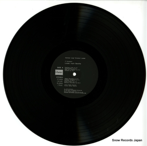 SCHREIER, PETER schubert; peter schreier singt schubert lieder nach joh.w.von goethe CT-2022