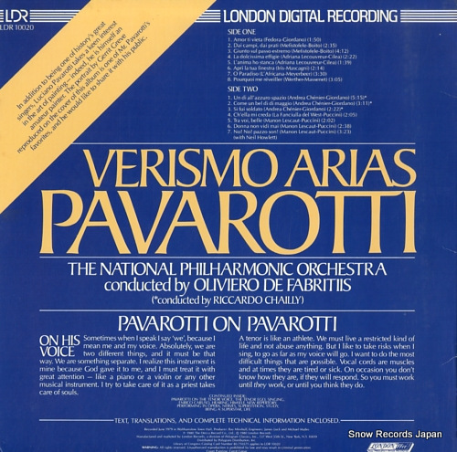 PAVAROTTI, LUCIANO verismo arias LDR10020
