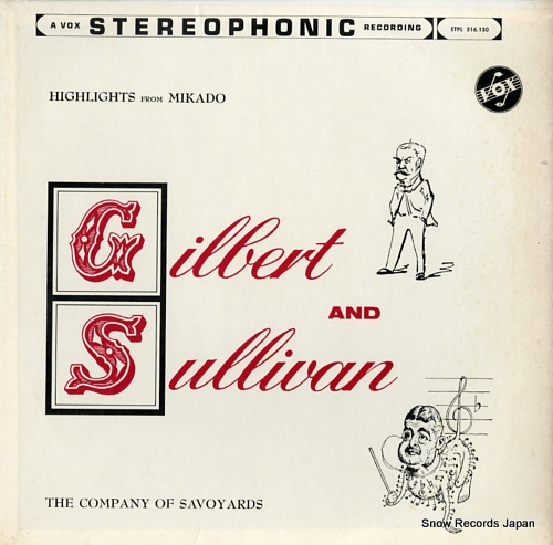 COMPANY OF SAVOYARDS, THE gilbert and sullivan; highlights from mikado STPL516.130 - front cover