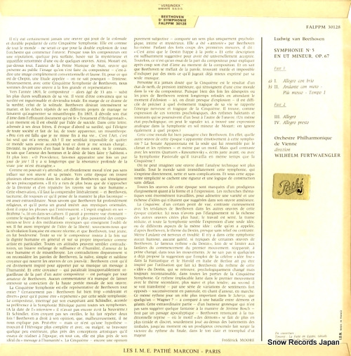 FURTWANGLER, WILHELM beethoven; symphonie no.5 FALPPM30.128