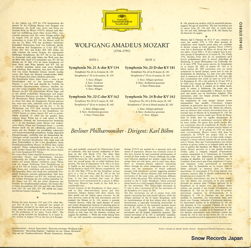 BOHM, KARL mozart; symphonies no.21 no.22 no.23 no.24 139405
