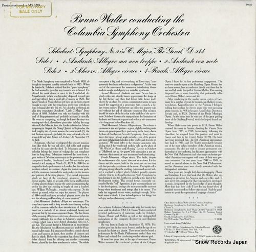 WALTER, BRUNO schubert; symphony no.9 in c major 