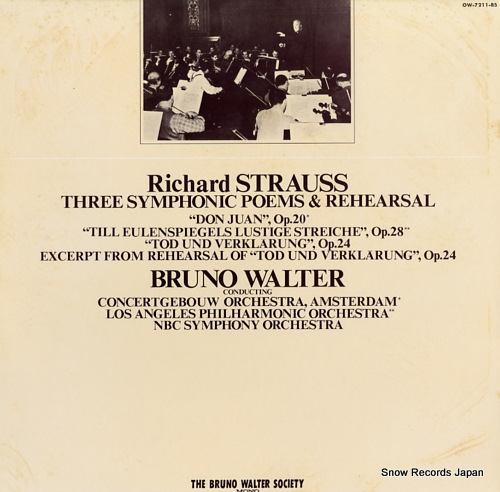 WALTER, BRUNO richard strauss; three symphonic poems & rehearsal OW-7211-BS