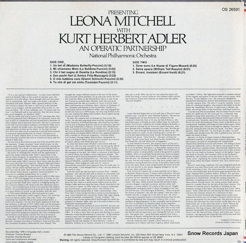 MITCHELL, LEONA, AND KURT HERBERT ADLER an operatic partner ship OS26591
