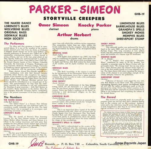 PARKER-SIMEON storyville creepers GHB-19