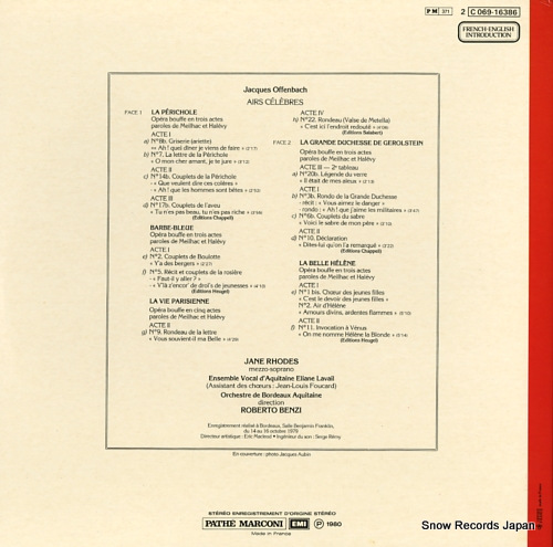 RHODES, JANE bach; airs celebres 2C069-16386