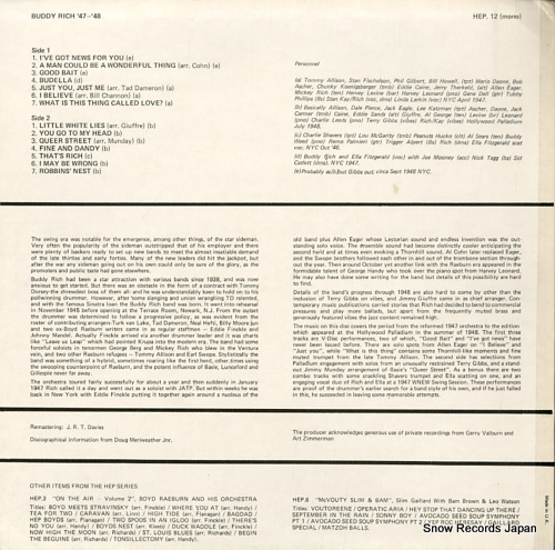 RICH, BUDDY buddy rich '47 '48 HEP.12