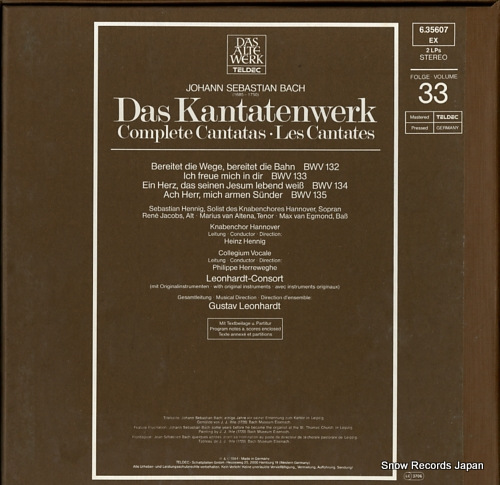 LEONHARDT, GUSTAV bach; complete cantatas vol.33 6.35607
