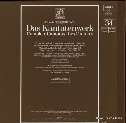 ˥饦Υ󥯡 bach; complete cantatas vol.34 6.35608