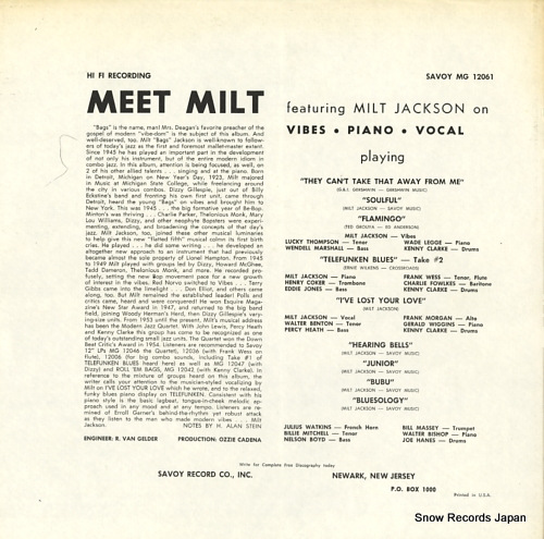 MILT, JACKSON meet milt jack son MG12061