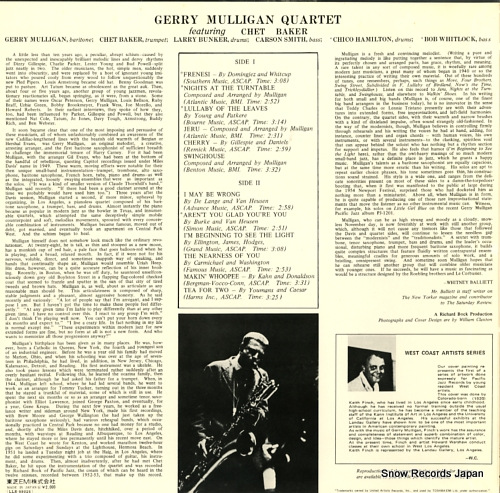 MULLIGAN, GERRY gerry mulligan quartet LLR-88026