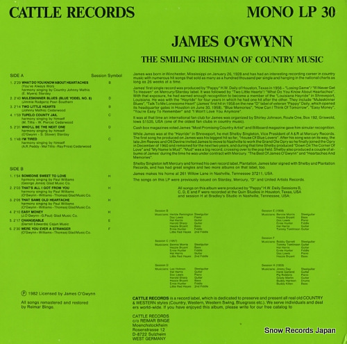 O'GWYNN, JAMES star of the louisiana hayride volume 2 LP30 - back cover