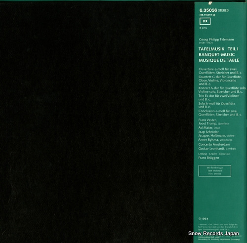 LEONHARDT, GUSTAV telemann; tafelmusik, 1.teil TK11537/1-2 / 6.35056