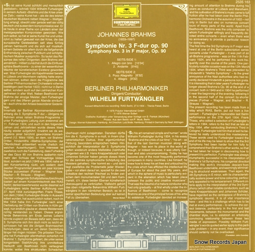 إࡦեȥ󥰥顼 brahms; symphonie nr. 3 f-dur op.90 2535163