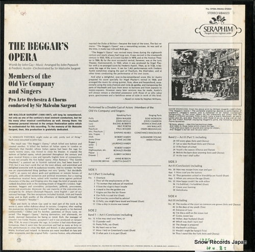 SARGENT, MALCOLM gay-pepusch & austin; the beggar's opera SIB-6023 - back cover