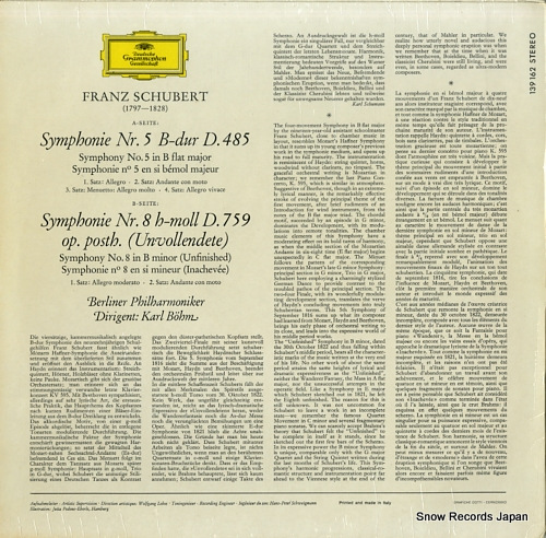BOHM, KARL schubert; symphony nr.5 & nr.8 