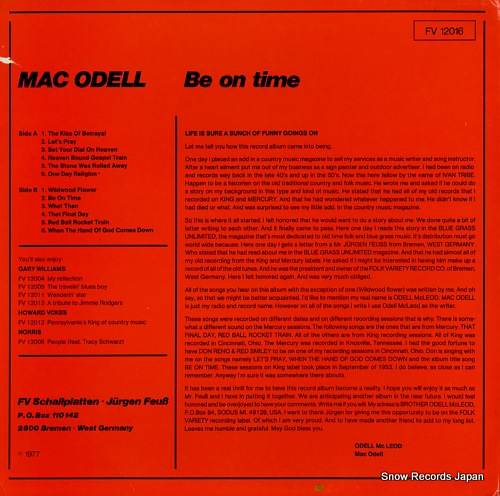 ODELL, MAC be on time FV12016