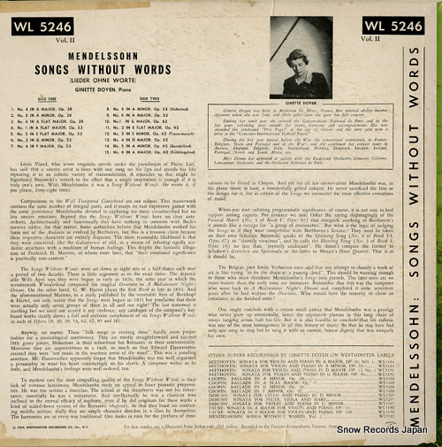 ͥåȡɥ磻 mendelssohn; songs without words vol.2 WL5246
