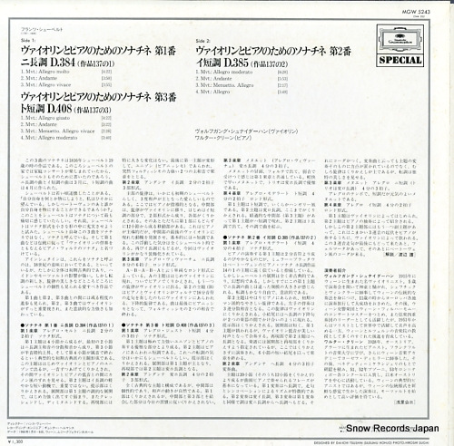 SCHNEIDERHAN, WOLFGANG / WALTER KLIEN schubert; sonatinas for violin and piano no.1-3 MGW5243