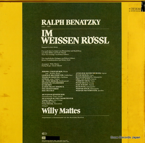 MATTES, WILLY ralph benatzky; im weissen rossl 1C157-45414/15Q - back cover