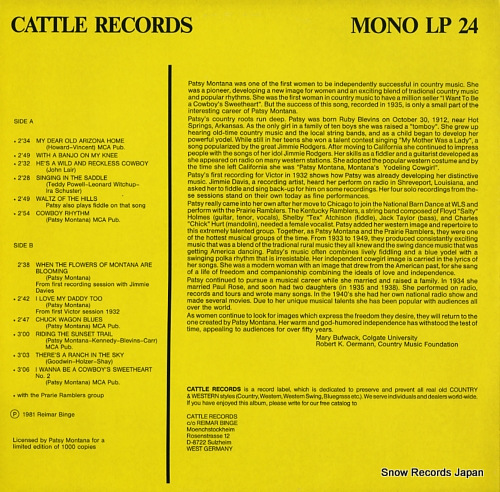 PRAIRIE RAMBLERS, THE, AND PATSY MONTANA the very early patsy montana & the prairie ramblers LP24
