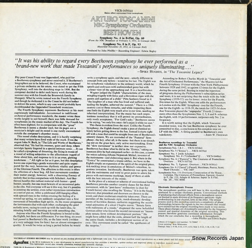 TOSCANINI, ARTURO beethoven; symphonies nos.4 and 8 VICS-1656(E)