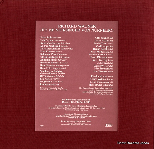 KEILBERTH, JOSEPH wagner; die meistersinger von nurnberg 70841/49XR