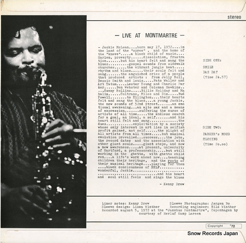 MCLEAN, JACKIE live at montmartre SCS1001 - back cover