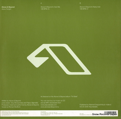 ABOVE AND BEYOND alone tonight ANJ-059
