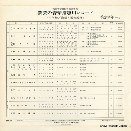 V/A kyogei no ongaku shidoyo record / chugakko kasho kigaku kyozai ELS-155