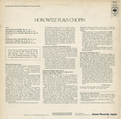 HOROWITZ, VLADIMIR horowitz plays chopin 72969