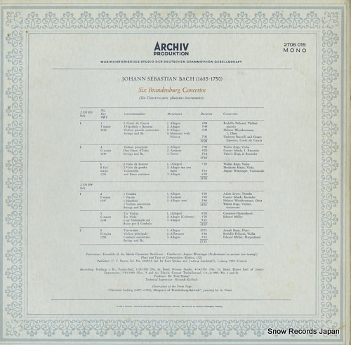 WENZINGER, AUGUST bach; 6 brandenburg concertos 2708015 / 2533003/4