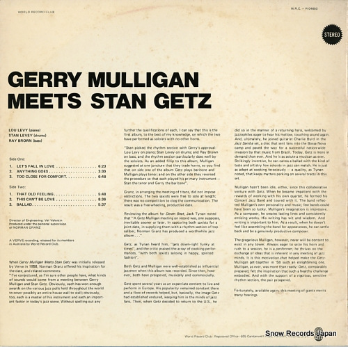 GETZ, STAN, AND GERRY MULLIGAN gerry mulligan meets stan getz R04650/2332067
