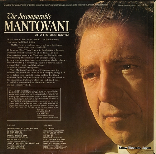 ޥȥ the incomparable mantovani LL3392