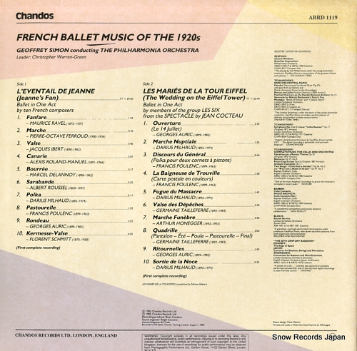 SIMON, GEOFFREY french ballet music of the 1920s ABRD1119