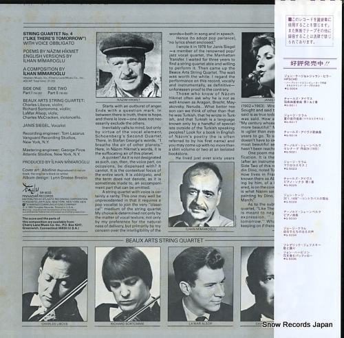 BEAUX ARTS STRING QUARTET mimaroglu; string quartet no.4 