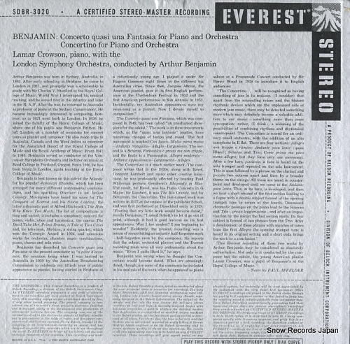 BENJAMIN, ARTHUR benjamin; concerto quasi una fatasia SDBR-3020